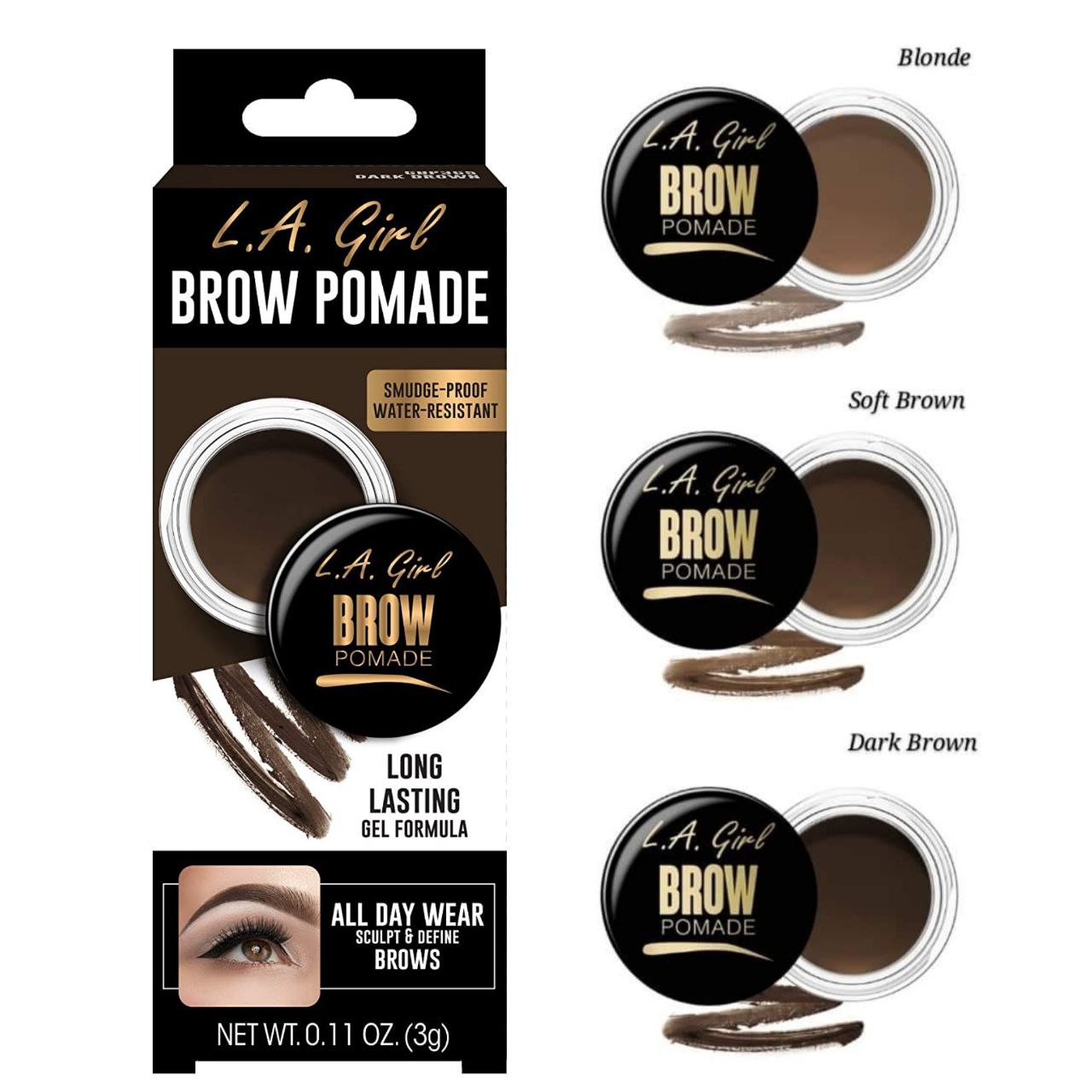 LA Girl Brow Pomade - Augbrauen-Pomade In Soft Black, Wasserfest